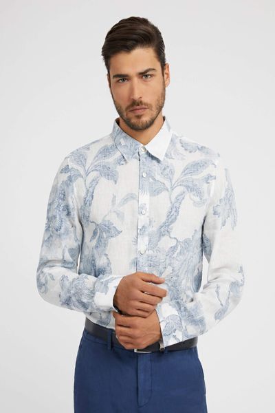 Camisa-Azul-Guess-Island-Linen-Floral