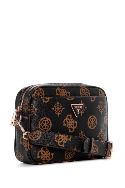 GUESS Lyndi Girlfriend Crossbody In Eco-Pelle Serpente, Borcia A Tracolla Con Scomparti Multipli, Ferramenta Oro, Marrone